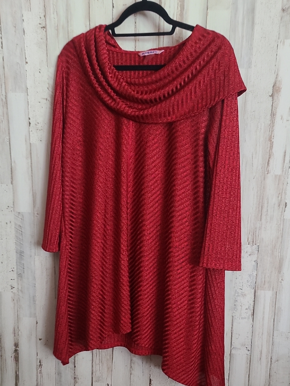 Peter Nygard Red Draped Cowl Neck Sweater Tunic